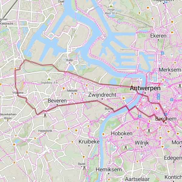 Karten-Miniaturansicht der Radinspiration "Gravelabenteuer bei Berchem" in Prov. Antwerpen, Belgium. Erstellt vom Tarmacs.app-Routenplaner für Radtouren