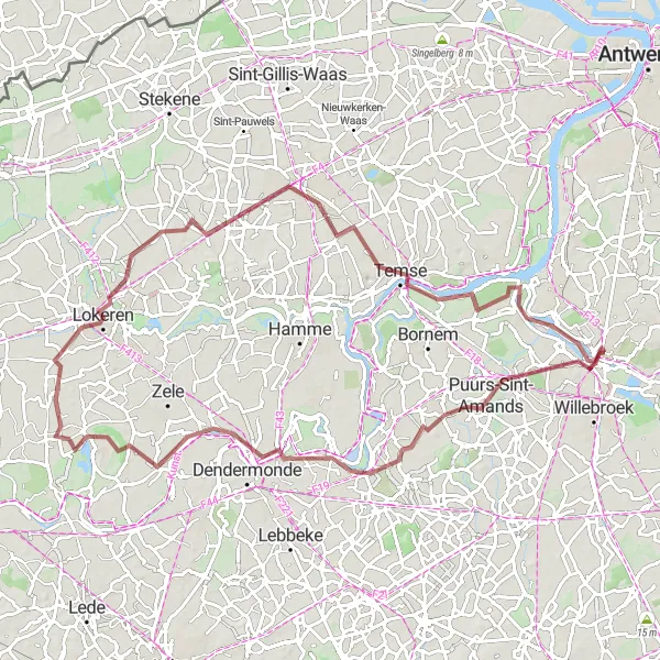 Karten-Miniaturansicht der Radinspiration "Graveltour durch Puurs und Boom" in Prov. Antwerpen, Belgium. Erstellt vom Tarmacs.app-Routenplaner für Radtouren