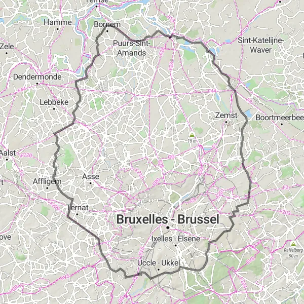 Map miniature of "Cycling Adventure in Antwerpen" cycling inspiration in Prov. Antwerpen, Belgium. Generated by Tarmacs.app cycling route planner