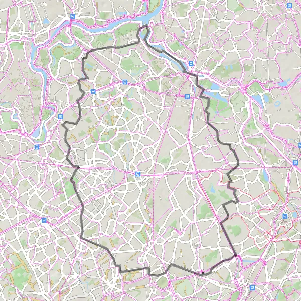 Map miniature of "The Art and History Road Cycling Adventure" cycling inspiration in Prov. Antwerpen, Belgium. Generated by Tarmacs.app cycling route planner