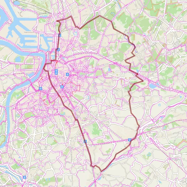 Miniature de la carte de l'inspiration cycliste "Parcours gravel de 's-Gravenwezel à Hof van Veltwijck" dans la Prov. Antwerpen, Belgium. Générée par le planificateur d'itinéraire cycliste Tarmacs.app