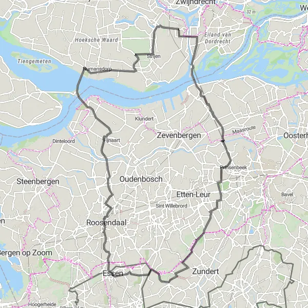 Map miniature of "Antwerp Gravel Loop" cycling inspiration in Prov. Antwerpen, Belgium. Generated by Tarmacs.app cycling route planner