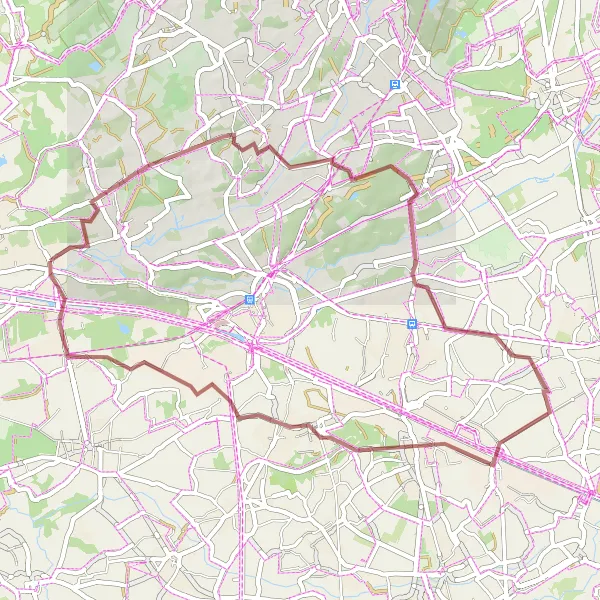 Map miniature of "Grobbendonk Gravel Adventure" cycling inspiration in Prov. Antwerpen, Belgium. Generated by Tarmacs.app cycling route planner