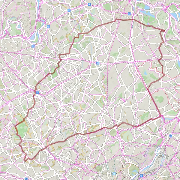 Miniatuurkaart van de fietsinspiratie "Avontuurlijke gravelroute langs Verbrande Brug en Malderen" in Prov. Antwerpen, Belgium. Gemaakt door de Tarmacs.app fietsrouteplanner