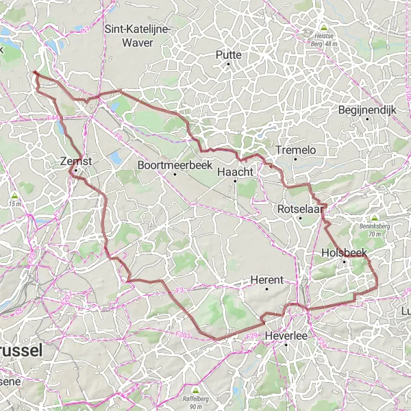 Map miniature of "Rural Retreat" cycling inspiration in Prov. Antwerpen, Belgium. Generated by Tarmacs.app cycling route planner