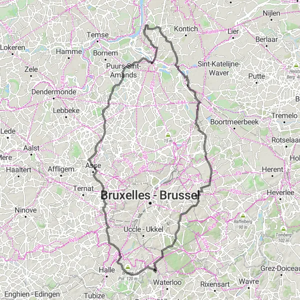 Karten-Miniaturansicht der Radinspiration "Antwerpen Rundfahrt" in Prov. Antwerpen, Belgium. Erstellt vom Tarmacs.app-Routenplaner für Radtouren