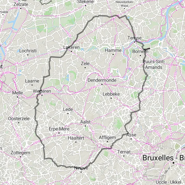 Map miniature of "The Ultimate Cycling Challenge" cycling inspiration in Prov. Antwerpen, Belgium. Generated by Tarmacs.app cycling route planner