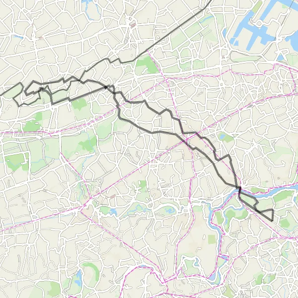 Miniature de la carte de l'inspiration cycliste "Aventure routière de Hingene à Sint-Niklaas" dans la Prov. Antwerpen, Belgium. Générée par le planificateur d'itinéraire cycliste Tarmacs.app