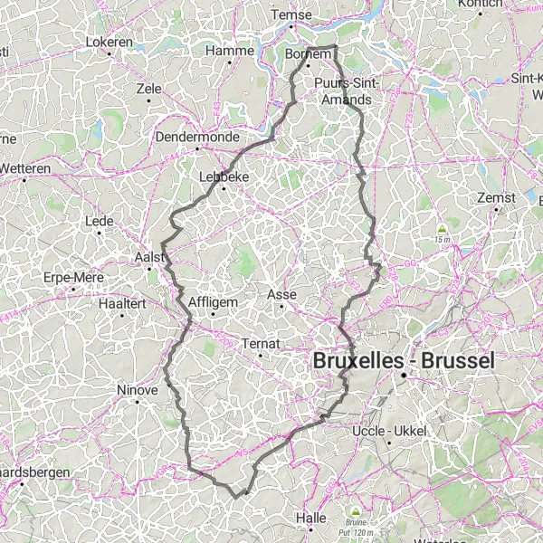 Map miniature of "The Hill Climbing Challenge" cycling inspiration in Prov. Antwerpen, Belgium. Generated by Tarmacs.app cycling route planner