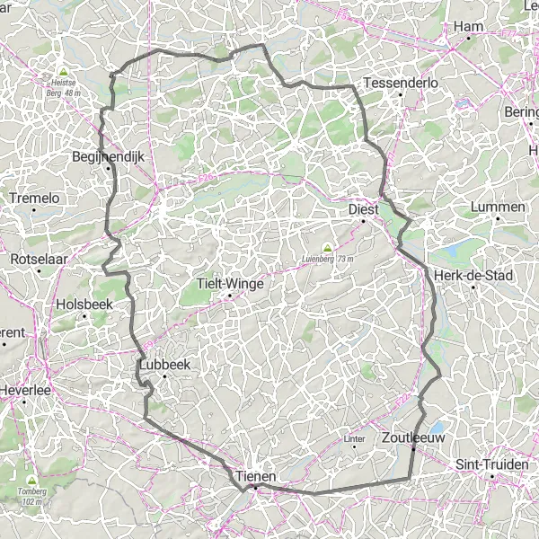 Map miniature of "Antwerp Legendary Road Ride" cycling inspiration in Prov. Antwerpen, Belgium. Generated by Tarmacs.app cycling route planner