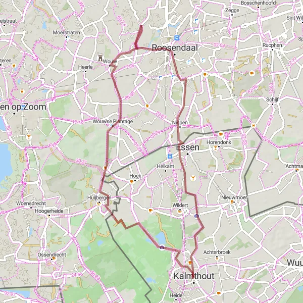 Map miniature of "The Picturesque Gravel Ride of Essen" cycling inspiration in Prov. Antwerpen, Belgium. Generated by Tarmacs.app cycling route planner