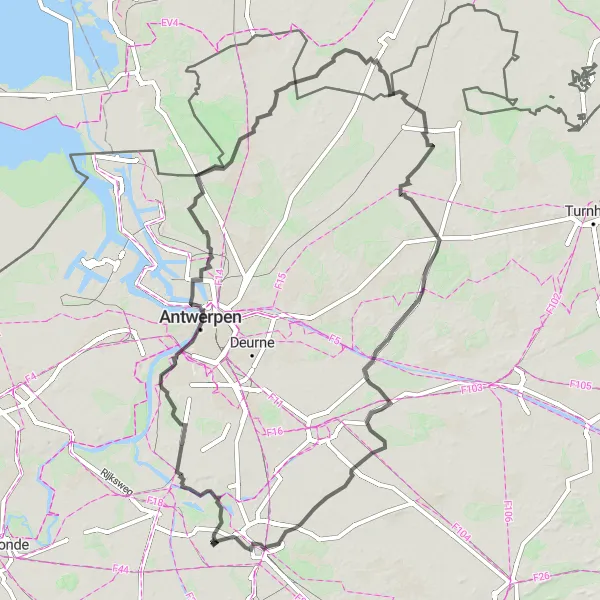 Miniatuurkaart van de fietsinspiratie "Fietsroute rond Leest en omgeving" in Prov. Antwerpen, Belgium. Gemaakt door de Tarmacs.app fietsrouteplanner