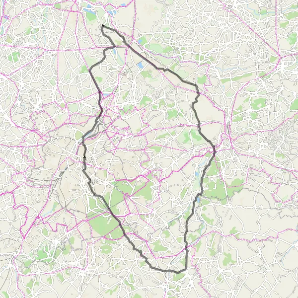 Miniatuurkaart van de fietsinspiratie "Uitdagende fietsroute met panoramische uitzichten" in Prov. Antwerpen, Belgium. Gemaakt door de Tarmacs.app fietsrouteplanner