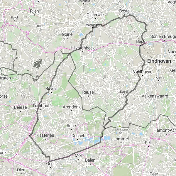 Map miniature of "The Two Nation Trail" cycling inspiration in Prov. Antwerpen, Belgium. Generated by Tarmacs.app cycling route planner