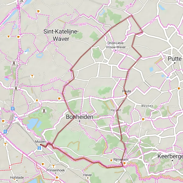 Miniature de la carte de l'inspiration cycliste "Exploration Nature" dans la Prov. Antwerpen, Belgium. Générée par le planificateur d'itinéraire cycliste Tarmacs.app