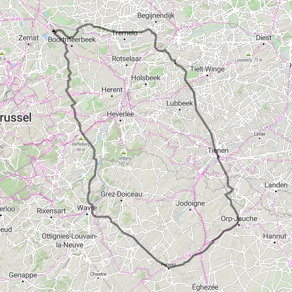 Map miniature of "The Epic Ardennes Adventure" cycling inspiration in Prov. Antwerpen, Belgium. Generated by Tarmacs.app cycling route planner