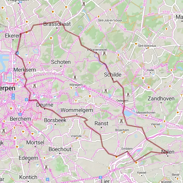 Karten-Miniaturansicht der Radinspiration "Grüne Wege durch Antwerpen" in Prov. Antwerpen, Belgium. Erstellt vom Tarmacs.app-Routenplaner für Radtouren