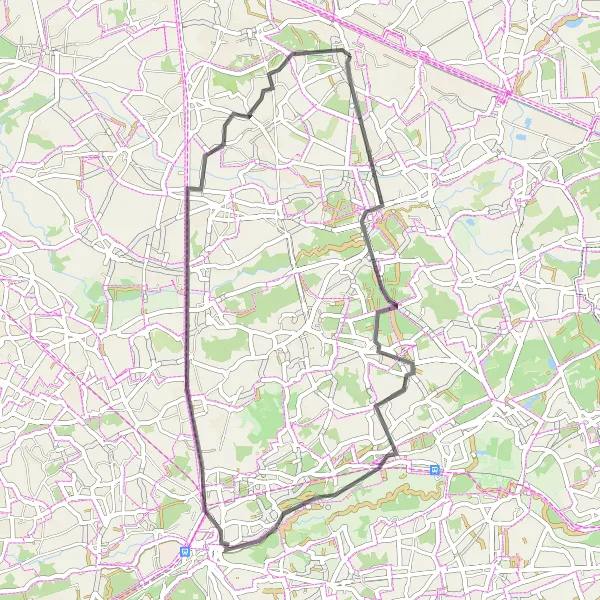 Map miniature of "Oevel-Bergom-Langdorp-Voortkapel" cycling inspiration in Prov. Antwerpen, Belgium. Generated by Tarmacs.app cycling route planner