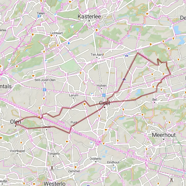 Map miniature of "The Gravel Adventures" cycling inspiration in Prov. Antwerpen, Belgium. Generated by Tarmacs.app cycling route planner