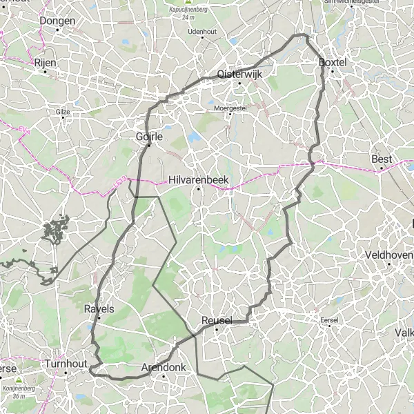 Karten-Miniaturansicht der Radinspiration "Die Grenzen überschreiten" in Prov. Antwerpen, Belgium. Erstellt vom Tarmacs.app-Routenplaner für Radtouren