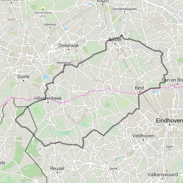 Karten-Miniaturansicht der Radinspiration "Rundfahrt durch die Natur" in Prov. Antwerpen, Belgium. Erstellt vom Tarmacs.app-Routenplaner für Radtouren