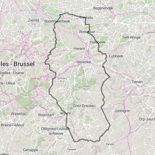 Karten-Miniaturansicht der Radinspiration "Auf den Spuren vergangener Zeiten" in Prov. Antwerpen, Belgium. Erstellt vom Tarmacs.app-Routenplaner für Radtouren