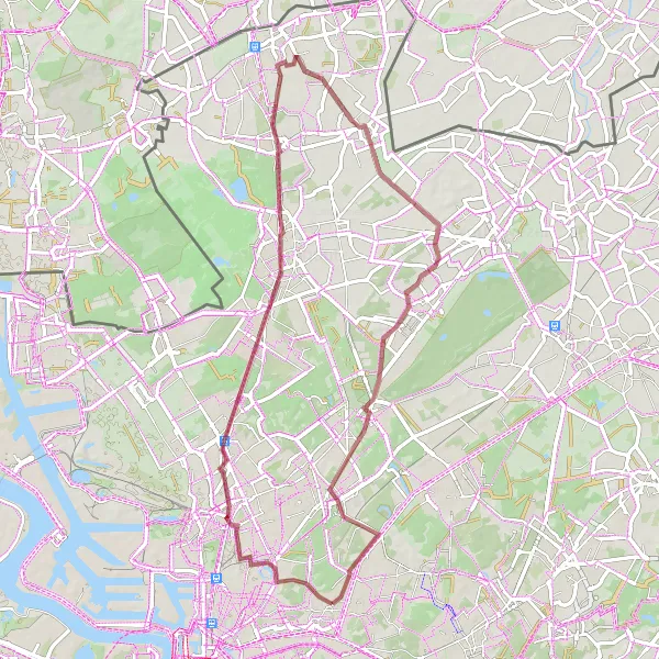 Map miniature of "Hidden Treasures of Antwerp" cycling inspiration in Prov. Antwerpen, Belgium. Generated by Tarmacs.app cycling route planner