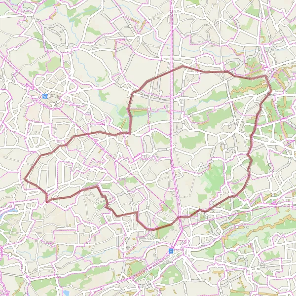 Miniature de la carte de l'inspiration cycliste "Parcours des Collines Boisées" dans la Prov. Antwerpen, Belgium. Générée par le planificateur d'itinéraire cycliste Tarmacs.app