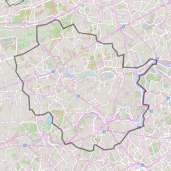 Map miniature of "Riverside Ride" cycling inspiration in Prov. Antwerpen, Belgium. Generated by Tarmacs.app cycling route planner