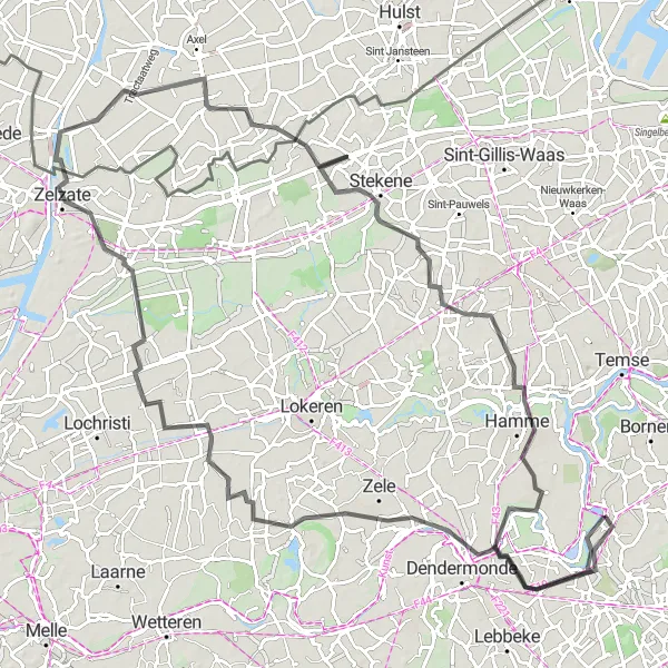 Map miniature of "Picturesque Villages and Natural Sights" cycling inspiration in Prov. Antwerpen, Belgium. Generated by Tarmacs.app cycling route planner