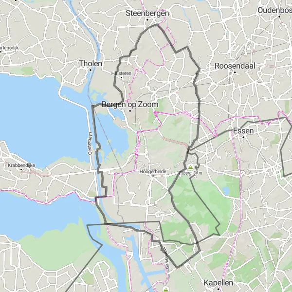 Miniatuurkaart van de fietsinspiratie "Zandvliet en Wouwse Plantage" in Prov. Antwerpen, Belgium. Gemaakt door de Tarmacs.app fietsrouteplanner