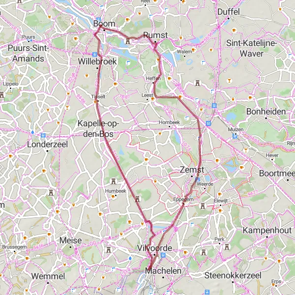 Miniatuurkaart van de fietsinspiratie "Zennegat Gravelroute" in Prov. Antwerpen, Belgium. Gemaakt door de Tarmacs.app fietsrouteplanner