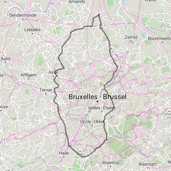 Karten-Miniaturansicht der Radinspiration "Road-Tour Drie Fonteinen Mollem Ramsdonk" in Prov. Antwerpen, Belgium. Erstellt vom Tarmacs.app-Routenplaner für Radtouren