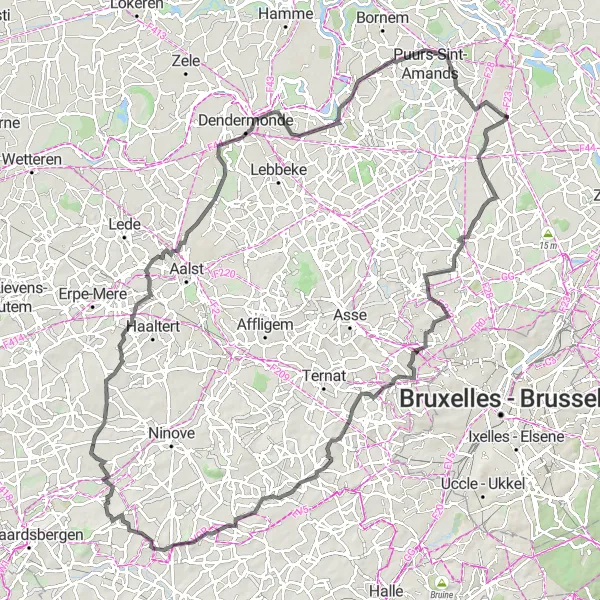 Map miniature of "Countryside and Cultural Gems" cycling inspiration in Prov. Antwerpen, Belgium. Generated by Tarmacs.app cycling route planner