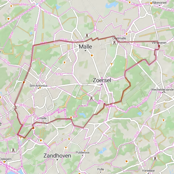 Map miniature of "Salphen Loop" cycling inspiration in Prov. Antwerpen, Belgium. Generated by Tarmacs.app cycling route planner