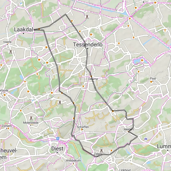 Karten-Miniaturansicht der Radinspiration "Kurze Radtour nach Mellaar und Venusberg" in Prov. Antwerpen, Belgium. Erstellt vom Tarmacs.app-Routenplaner für Radtouren