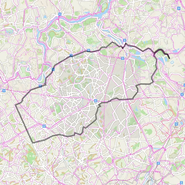Miniature de la carte de l'inspiration cycliste "Le Tour des Berges" dans la Prov. Antwerpen, Belgium. Générée par le planificateur d'itinéraire cycliste Tarmacs.app