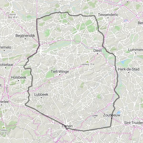 Karten-Miniaturansicht der Radinspiration "Die Hügellandschaft von Westmeerbeek" in Prov. Antwerpen, Belgium. Erstellt vom Tarmacs.app-Routenplaner für Radtouren