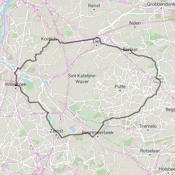 Karten-Miniaturansicht der Radinspiration "Rundfahrt durch Antwerpen" in Prov. Antwerpen, Belgium. Erstellt vom Tarmacs.app-Routenplaner für Radtouren