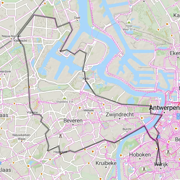 Karten-Miniaturansicht der Radinspiration "Radtour durch Burcht, Haasdonk und Antwerpen" in Prov. Antwerpen, Belgium. Erstellt vom Tarmacs.app-Routenplaner für Radtouren