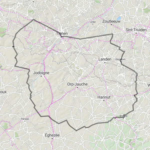 Miniatuurkaart van de fietsinspiratie "Wegroute door Brabant Wallon" in Prov. Brabant Wallon, Belgium. Gemaakt door de Tarmacs.app fietsrouteplanner