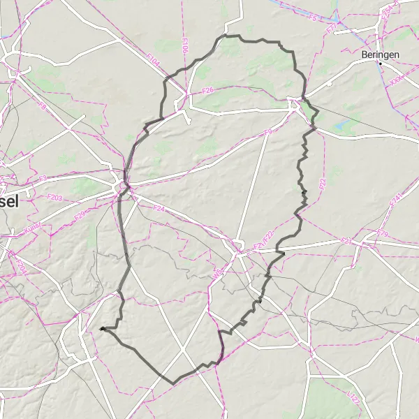 Miniatuurkaart van de fietsinspiratie "Wegroute door Brabant Wallon" in Prov. Brabant Wallon, Belgium. Gemaakt door de Tarmacs.app fietsrouteplanner