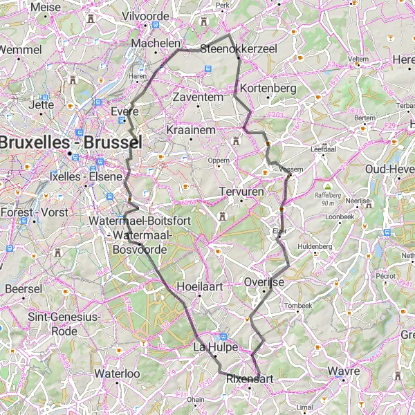 Karten-Miniaturansicht der Radinspiration "Route durch Brabant Wallon" in Prov. Brabant Wallon, Belgium. Erstellt vom Tarmacs.app-Routenplaner für Radtouren