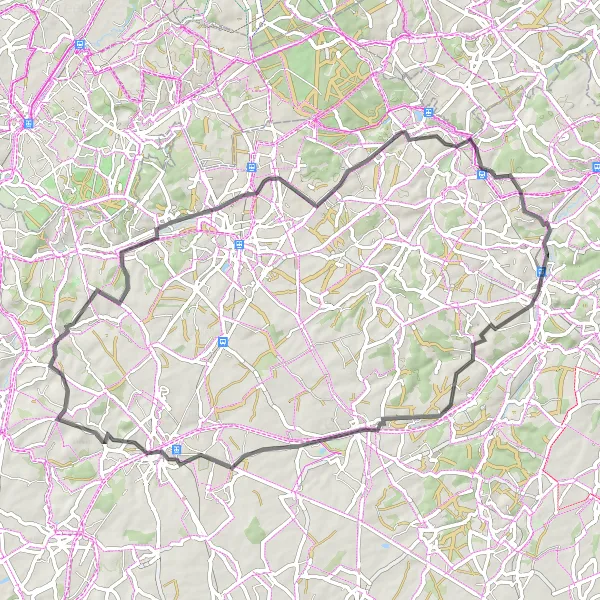 Map miniature of "The Ottignies Road Discovery" cycling inspiration in Prov. Brabant Wallon, Belgium. Generated by Tarmacs.app cycling route planner