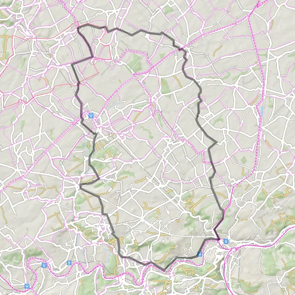 Karten-Miniaturansicht der Radinspiration "Rundfahrt durch Orbais und Floriffoux" in Prov. Brabant Wallon, Belgium. Erstellt vom Tarmacs.app-Routenplaner für Radtouren