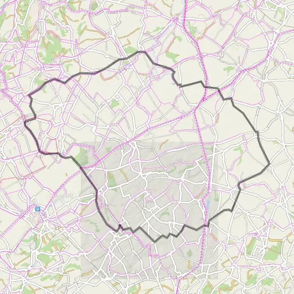 Miniature de la carte de l'inspiration cycliste "Parcours bucolique à travers le Brabant Wallon" dans la Prov. Brabant Wallon, Belgium. Générée par le planificateur d'itinéraire cycliste Tarmacs.app