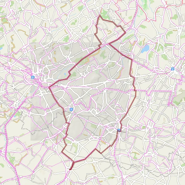 Miniature de la carte de l'inspiration cycliste "Tour de Châteaux dans la Campagne Brabançonne" dans la Prov. Brabant Wallon, Belgium. Générée par le planificateur d'itinéraire cycliste Tarmacs.app