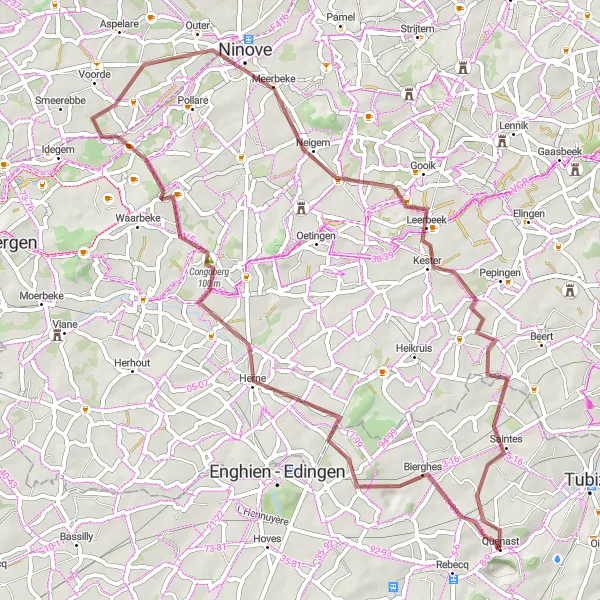 Karten-Miniaturansicht der Radinspiration "Tour de Brabant Walloon Gravel Route" in Prov. Brabant Wallon, Belgium. Erstellt vom Tarmacs.app-Routenplaner für Radtouren