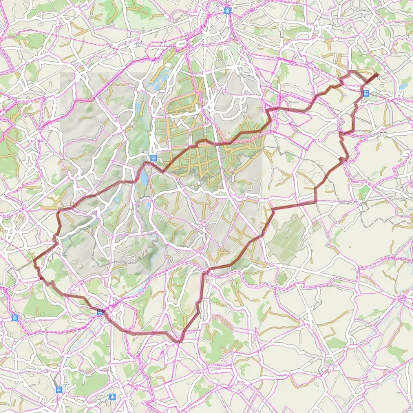 Miniatuurkaart van de fietsinspiratie "Tombeek - Grez-Doiceau - Wavre Gravelroute" in Prov. Brabant Wallon, Belgium. Gemaakt door de Tarmacs.app fietsrouteplanner