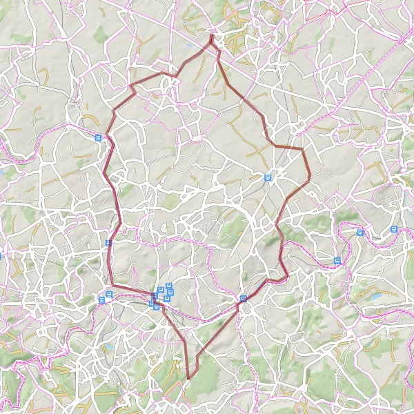 Map miniature of "Gravel Cycling Route from Sart-Dames-Avelines" cycling inspiration in Prov. Brabant Wallon, Belgium. Generated by Tarmacs.app cycling route planner